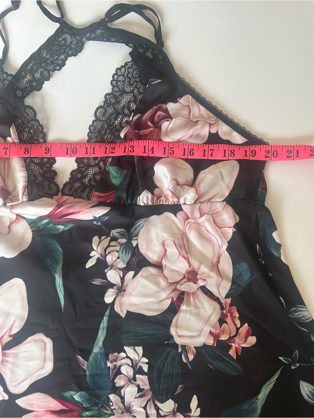 La Vie En Rose Black Floral Lace-Trim Chemise - Picture 10 of 16